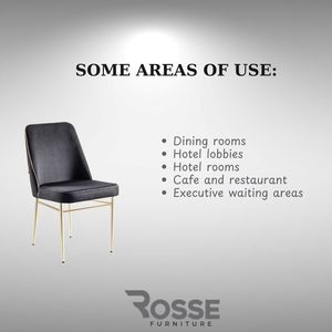 Chaise de salle à manger moderne Rosse Tunus Black, pieds en acier inoxydable, revêtement en polyester, meubles pour la maison, Turquie - Product Image 4