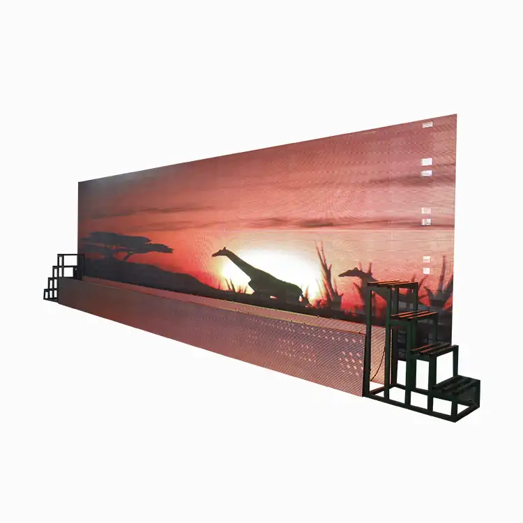 P10 full color LED mesh screen flexible led curtain display for stage background