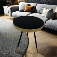 Ensemble de tables d'appoint/de salon en métal style ferme moderne avec pieds en bois massif noir et or, mobilier de maison pour salon, chambre, appartement, entrepôt