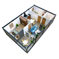 Wohncontainerhaus mit zwei Schlafzimmern – Modulhaus für Menschen mit geringem Einkommen