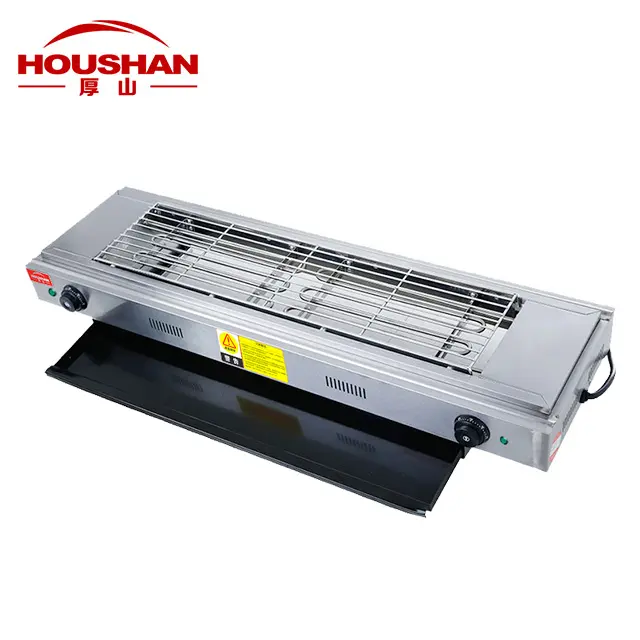 Double Temperature Controlled Electric Barbecue Grill With Oil Pan