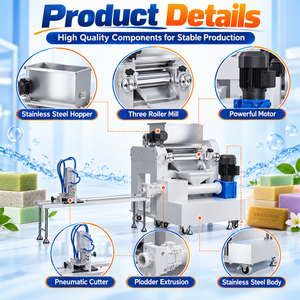 Máquina pequeña para fabricar jabón de 50-150 kg/h para una producción flexible de diferentes barras de jabón para lavar ropa, inodoros y baños. - Product Image 6