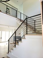 Rampe de balcon en métal sur mesure, barre horizontale, revêtement en poudre noire, pour terrasse et escalier
