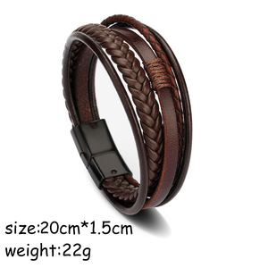 Trendy Men's <b>Bracelet</b> Multi Layered PU <b>Leather</b> Ropes Baided <b>Bracelets</b> for Man's Gifts - Product Image 5