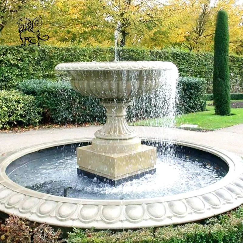 Park decor outdoor design white stone marble fontana d'acqua dal design semplice con una base in vendita MFZ-170
