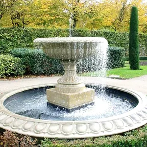 park decor outdoor design white stone marble simple design water fountain with a base for sale MFZ-170