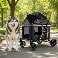 Poussette pour chien de grande taille, robuste, 55 kg | Pliage à une main en 3 étapes | Cadre en acier et aluminium | Roue avant pivotante EVA | Vente en gros OEM