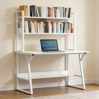 Bureau d'ordinateur compact 120 cm avec étagère de rangement, table PC, bureau d'étude pour étudiant à domicile avec porte-livres