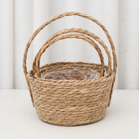 Panier suspendu en jonc de mer tressé, fait main, écologique, pot de fleurs en jonc de mer naturel pour une utilisation intérieure et extérieure multi-usages