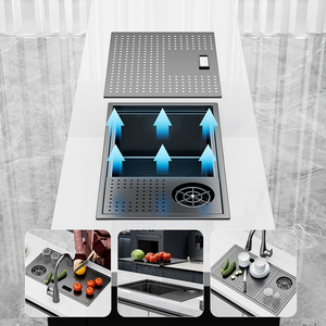 Lavello da Bar MOSHE in Acciaio Inox Nascosto con Copertura e Rubinetto, Nero Nano, Fatto a Mano, Vasca Singola, Design Tedesco, per Uso su Isola o Bancone Bar - Product Image 3
