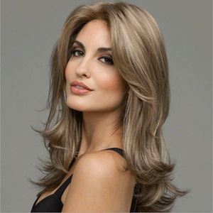 Nueva Peluca Europea Americana de <span class=keywords><strong>AliExpress</strong></span> para <span class=keywords><strong>Mujer</strong></span>, con Raya al Medio, Cabello Rizado de Longitud Media y Reflejos, para Comercio Exterior - Product Image 3