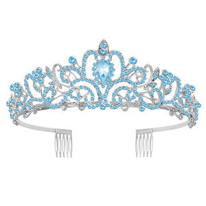Diadema <span class=keywords><strong>de</strong></span> Tiara <span class=keywords><strong>de</strong></span> Cristal Plateado, Corona Elegante <span class=keywords><strong>de</strong></span> Princesa con Peines para Decoraciones <span class=keywords><strong>de</strong></span> Despedida <span class=keywords><strong>de</strong></span> Soltera - Product Image 1