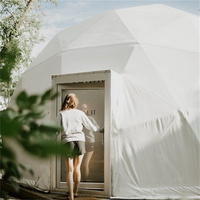 Tente de glamping en verre PVC préfabriquée pleine maison tente dôme géodésique de luxe dômes de projection géodésique en aluminium