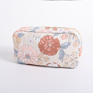 Multicolor Large Travel Women Flower Makeup Bag Custom DIY Printed <b>Storage</b> Pouch Lattice Inner Cotton Durable Cosmetic Organizer - Product Image 4