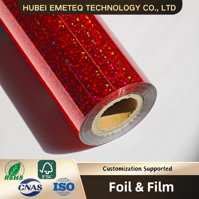Free Sample PET rainbow Hologram Film Cold Foil Hot Foil Holographic Lamination Film Red Silver Foil for Paper Boxes