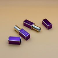 Tube à lèvres vide en aluminium/plastique écologique rechargeable, carré, or violet, emballage de luxe pour rouge à lèvres