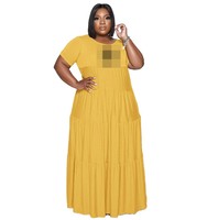 L-5XL 2023 grande taille été femmes manches courtes dames designer nom marque maxi robe plissée