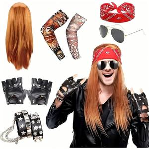 Déguisement pour enfants et adultes, costume de rock star pour enfants, accessoires de rock star pour enfants et hommes, ensemble de heavy metal - Product Image 4