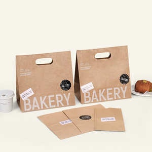 Wholesale Custom Kraft Paper <b>Bag</b> for Fast Food <b>Bread</b> Baked Coffee Shop Supermarket for Candy Sushi Takeaway Packaging Low Price - Product Image 4