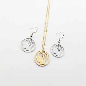 Collier en acier inoxydable 316L, symbole psi, bijou cadeau, collier délicat pour psychologue, bijou de sororité grecque - Product Image 5