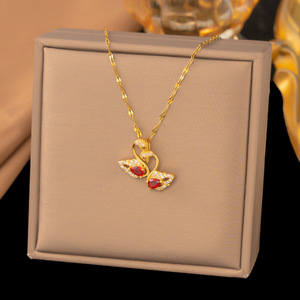 Collar con Colgante de Cisne Doble Chapado en Oro de 18K, Exquisito y Moderno, Cadena para Clavícula para Mujer - Product Image 2