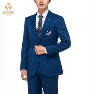 Traje de Negocios Moderno <span class=keywords><strong>para</strong></span> Hombre, Azul Rey, Solapa de Muesca, Cierre de un Botón, Tela TR, Traje de Novio - Product Image 1