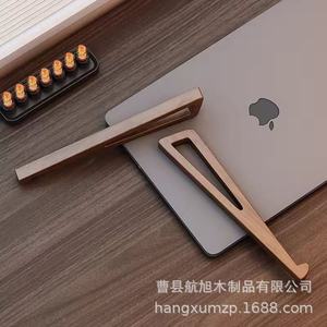 Soporte para Portátil de Madera Maciza, Soporte de Bambú Portátil para Tablet con Refrigeración, Elevador de Mesa para el Hogar, Diseño Retro con Estante - Product Image 3