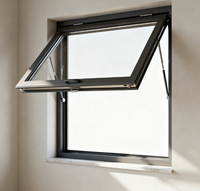 Fenêtre à auvent en verre double vitrage givré à rupture de pont thermique moderne Beigeman, insonorisée, isolation thermique pour villa, vue extérieure