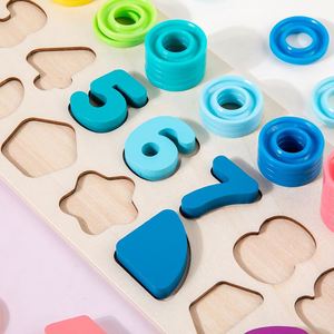 Rompecabezas de Madera con Números y Formas, Bloques de Aprendizaje de Matemáticas, Juguete de Apilamiento, Tablero de Actividades para Niños de 3 Años - Product Image 4