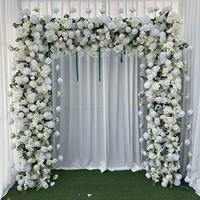 HM004 Arche de fleurs artificielles en gros, arche carrée en fleurs de soie blanches, décoration d'arche de mariage en roses de soie