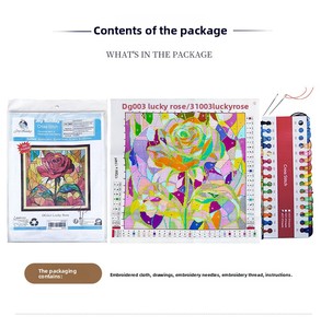 Kit de bordado hecho a mano para el hogar para mujer, <span class=keywords><strong>punto</strong></span> de <span class=keywords><strong>cruz</strong></span> <span class=keywords><strong>Rosa</strong></span> DIY bajo la lluvia, 27*33cm, la mejor opción para la decoración del hogar - Product Image 4
