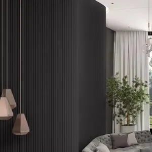 KASARO Nova chegada 3d revestimento de parede de madeira de carvalho natural preto painéis de madeira flexíveis com isolamento acústico decorativo