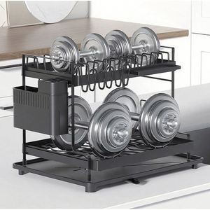 <b>Kitchen</b> Dish Drying Storage Draining Rack Metal Black 2 Tier Restaurant <b>Kitchen</b> Sink Dish Drying Racks <b>for</b> <b>Kitchen</b> Drain Rack - Product Image 6