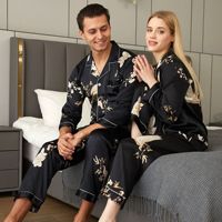 Nouveauté Pyjama long en soie respirante pour homme et femme, en polyester, col en V, élégant, luxueux, longueur intégrale