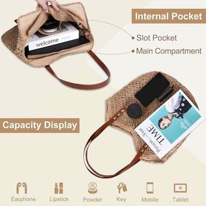 Stylish Handcrafted Straw Tote for Ladies Summer Beach With Woven Paper Rope Single Shoulder Bag - Product Image 4
