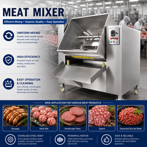 Mélangeur à viande automatique sous vide avec décharge latérale <span class=keywords><strong>pour</strong></span> saucisses, viande hachée, hot-dogs, galettes de hamburgers et garnitures de raviolis - Product Image 1