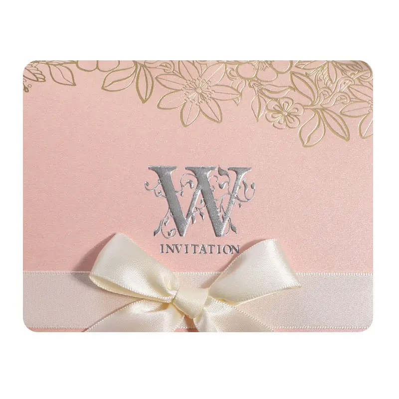 Розовые свадебные пригласительные поздравительные открытки на заказ роскошные золотые серебряные тиснения пригласительные на свадьбу