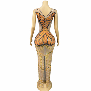 Novance Y5065 Abiti Trendy da Donna con Motivo a Farfalla, Vestito Lungo da Sera, <span class=keywords><strong>Elegante</strong></span> <span class=keywords><strong>Abbigliamento</strong></span> per Feste di Compleanno - Product Image 2