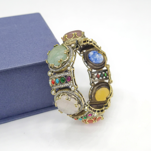 Bracelet Kada ouvrable plaqué Mehandi multicolore avec pierres doublets magiques et zircone cubique, bijoux pour femme, idéal pour les soirées. - Product Image 1