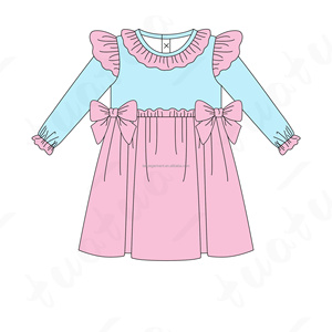 Flutter manches enfants enfant en bas âge petit bébé robe soeurs correspondant vêtements coton arc enfants filles robes - Product Image 5