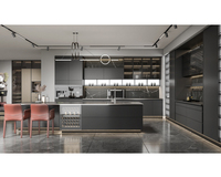 Meuble de cuisine Sjumbo de luxe moderne en forme de U, évier intégré, gris, prix abordable, armoire de rangement en bois pour cuisine