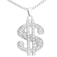 Collier imposant transfrontalier, best-seller, style Hip-Hop exagéré, avec signe dollar personnalisé et perle incrustée de diamants naturels