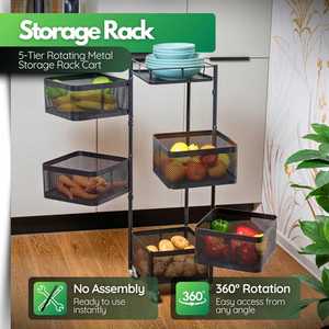 Multilayer Bathroom Rotating <b>Storage</b> <b>Rack</b> <b>Kitchen</b> 2/3/4/5 Tier Floor Round Vegetable Fruit <b>Storage</b> Shelf <b>Rack</b> - Product Image 2