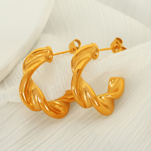 <b>Cuff</b> <b>Earrings</b> Gold Twisted Geometric Design Zinc Alloy Fashion Jewelry - Product Image 1