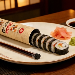 Tube en carton pour sushi Push Pop 50x220mm avec boîte en carton recyclable de qualité alimentaire pour emballage personnalisé de contenants à sushi - Product Image 1