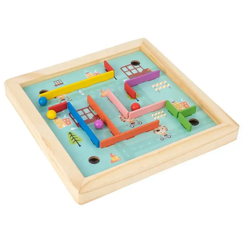 Labirinto di legno palla giocattoli da passeggio per bambini Balance Track Ball Concentration Training Maze Games