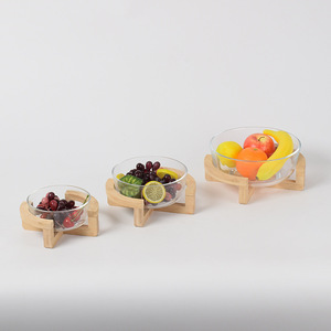 Wooden Fruit Bowl Display Rack Base Glass Storage Dish Kitchen Decor Single Layer Solid Wood <b>Stand</b> For Fruit Serving - Product Image 2
