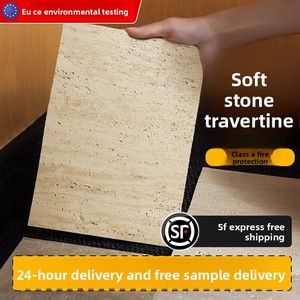 Revêtement mural souple en <span class=keywords><strong>travertin</strong></span>, grandes dalles flexibles, carreaux de céramique pour rénovation hôtelière, imitation pierre PU, aspect terre battue - Product Image 5