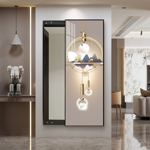 Espejo de cuerpo entero deslizante oculto de estilo Art <span class=keywords><strong>Deco</strong></span> moderno y creativo, inspirado en el lujo, con marco negro/dorado, para montar en la pared. - Product Image 4