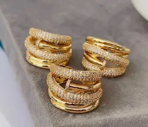 Offre Spéciale mode anomalie géométrie plein zircon diamant anneaux ievil yeux cuivre avec 18k plaqué or bijoux anneaux pour hommes femmes